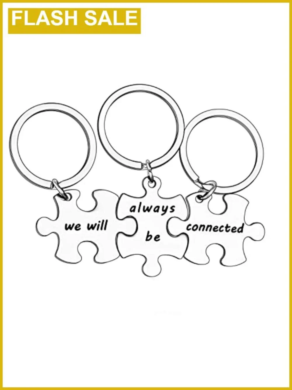 BFF Keychains Set Stainless Steel Puzzle Matching Friendship Jewelry Gift for 3